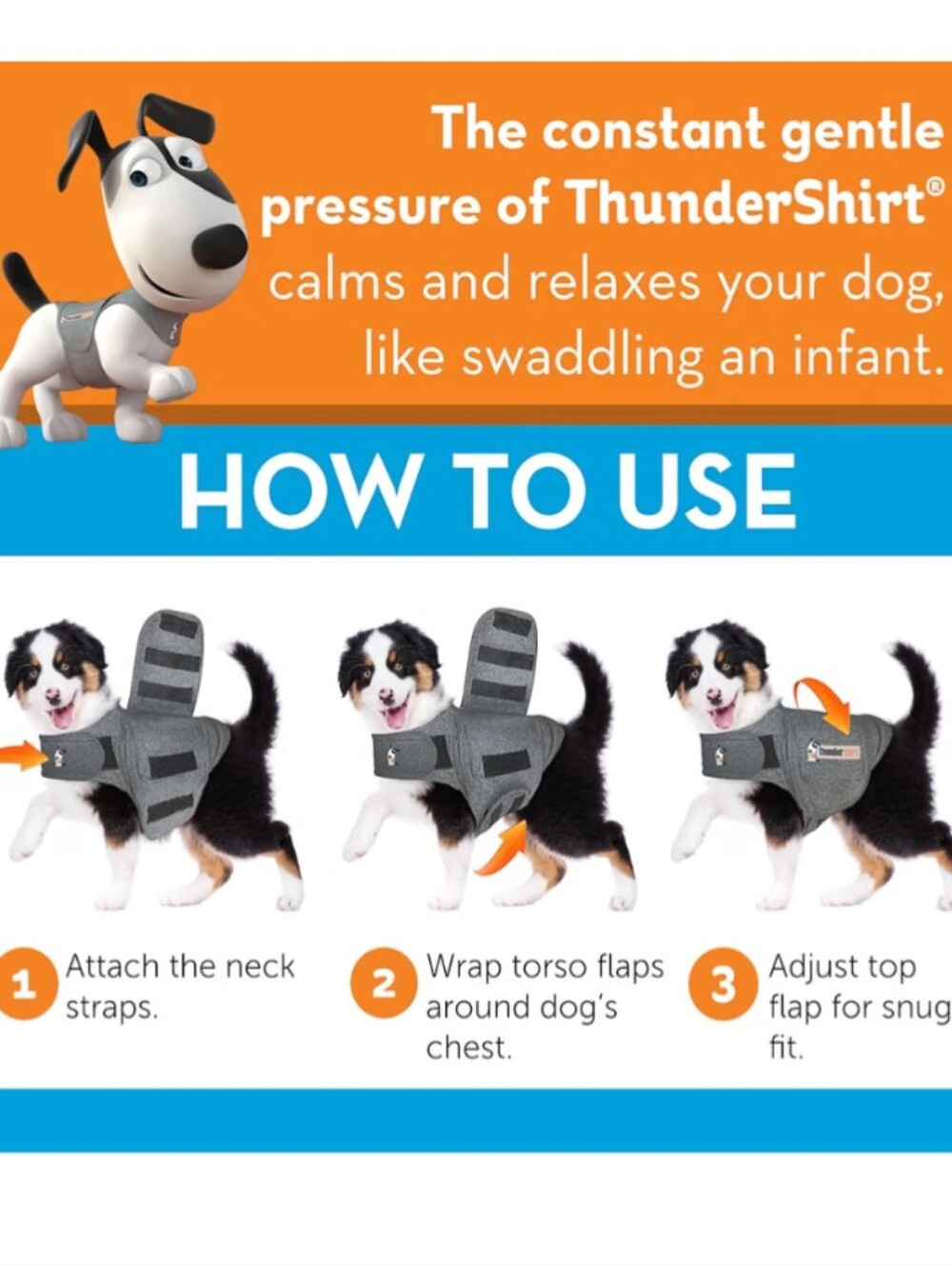 ThunderShirt Anxiety Vest for Dogs β Heather Gray, Size XL - Picture 2 of 9
